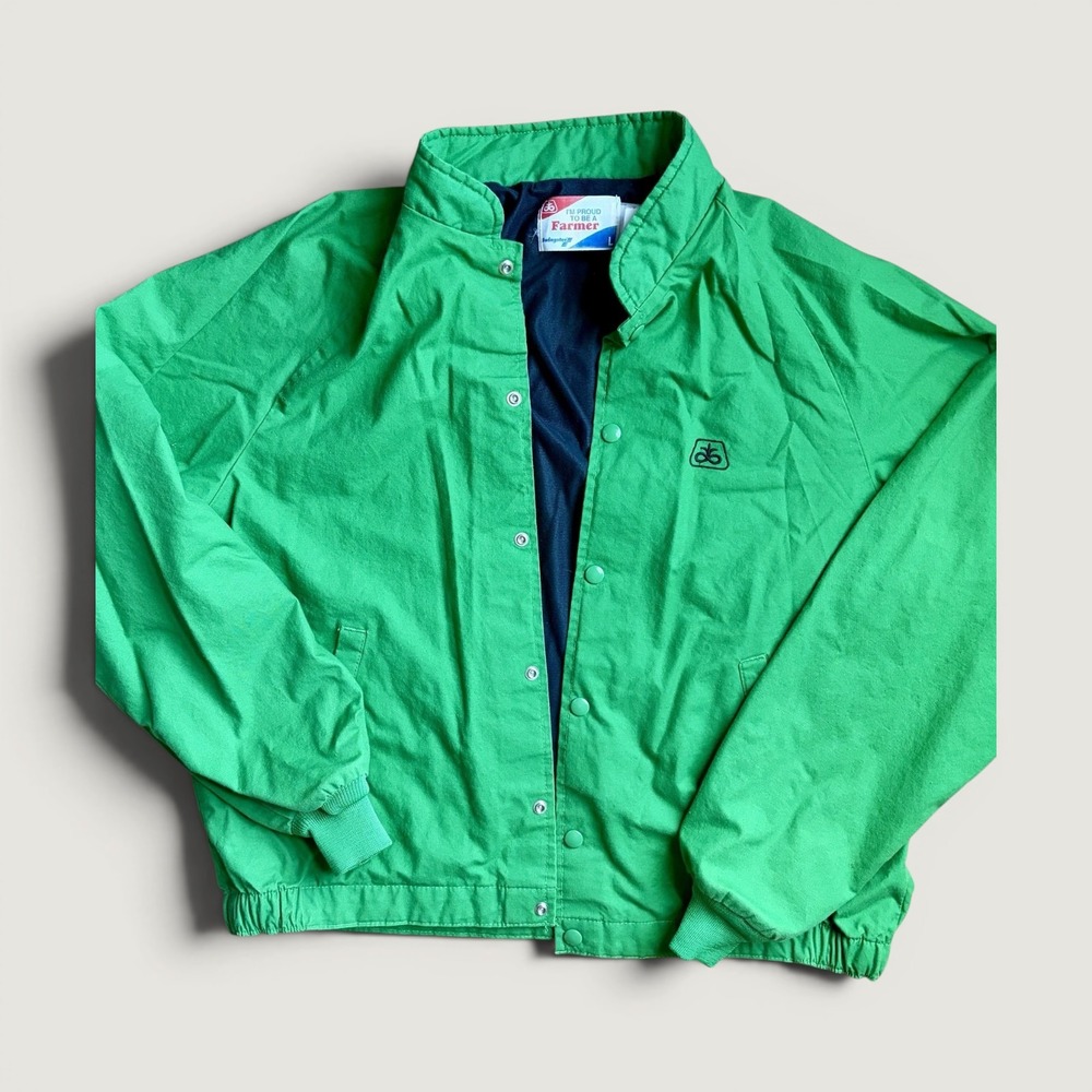 Swingster Pioneer Seed Jacket Mens Large Green Snap Windbreaker Vintage USA Made